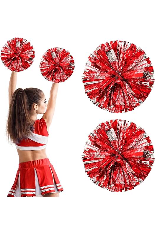 Conjunto de Pompones de Animadora con Anillo de Plástico, Accesorios Brillantes para Cheerleaders.