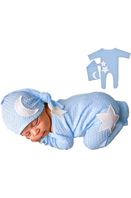 Conjunto de punto de ganchillo adorable para bebés recién nacidos, perfecto para sesiones de fotos