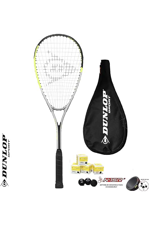 Conjunto de raqueta y pelotas de squash Dunlo p Hyper Lite Ti 4.0 para el mejor rendimiento.