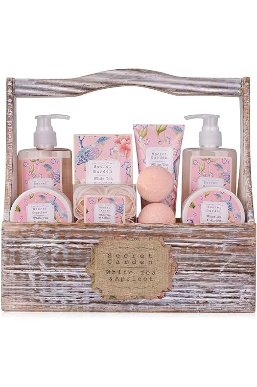 Conjunto de Spa para Mujeres - Kit de Regalo de Cuidado Corporal en Cesta de Madera