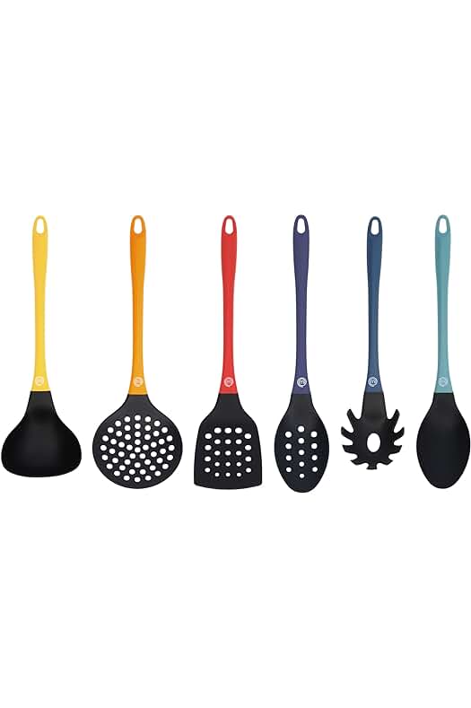 Conjunto de Utensilios de Cocina Multicolores - Accesorios Antiadherentes Resistentes al Calor