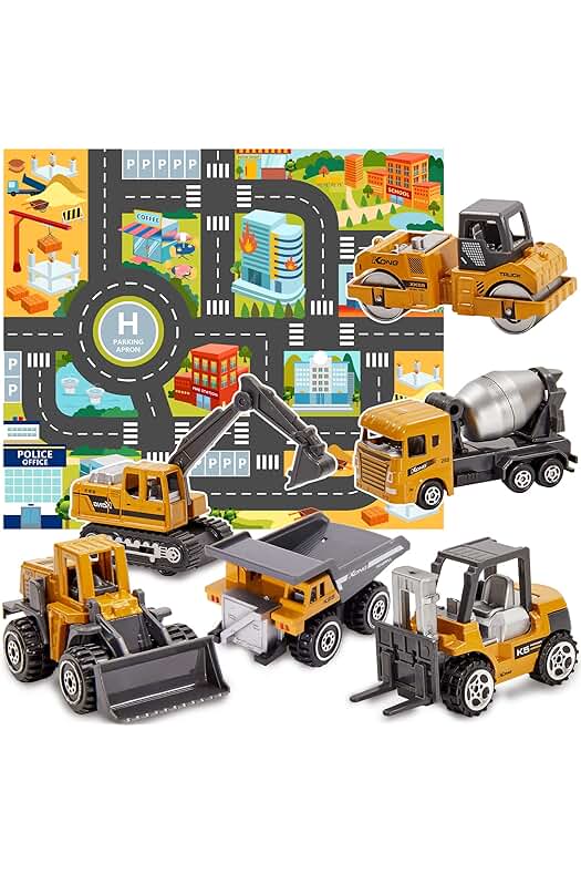Conjunto de Vehículos de Construcción para Niños con Tapete de Juego - HERSITY