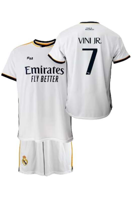 Conjunto Oficial Real Madrid Niño - Temporada 2023-2024 - Vini JR. 7 - Licencia Oficial