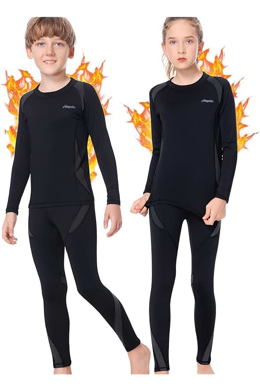 Conjunto térmico de invierno para niños: cómodo, elástico y funcional para deportes y actividades al aire libre.