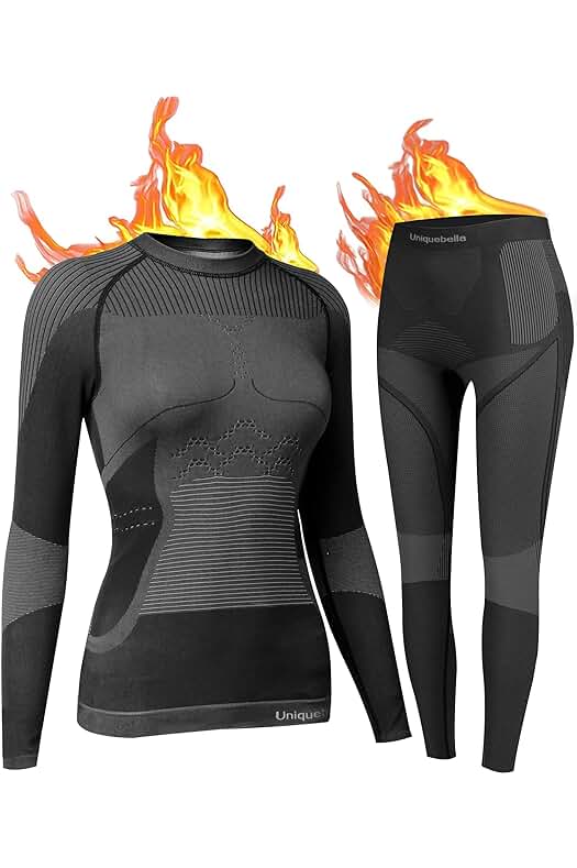Conjunto térmico de mujer: Ropa interior funcional y transpirable para deportes y esquí.