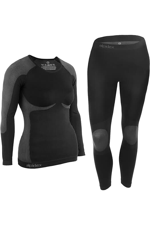 Conjunto térmico mujer ALPIDEX: cálido, funcional y transpirable para deportes de invierno y otoño.