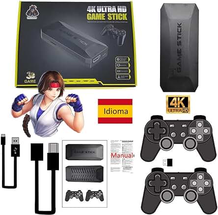 Consola de Juegos Retro: Disfruta de miles de juegos clásicos con controladores inalámbricos y salida HDMI 4K.