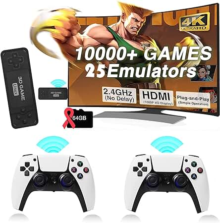 Consola de Juegos Retro: Disfruta de miles de juegos clásicos en 4K con control inalámbrico.