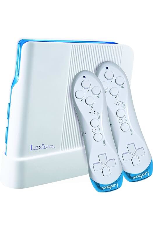 Consola de Videojuegos LEXIBOOK JG7425: Más de 200 juegos y controladores inalámbricos, Blanco/Azul