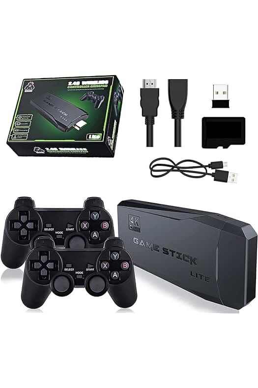 Consola retro con salida HDMI 4K, 2 controladores inalámbricos y 20000 juegos clásicos integrados.