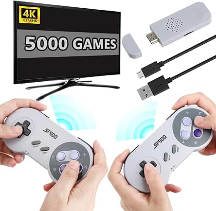 Consola Retro Inalámbrica con 5000 Juegos - Experiencia de Videojuegos Retro sin Cables