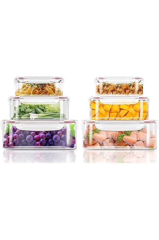 Contenedores herméticos de plástico para almacenamiento de alimentos - KICHLY (12 piezas) - Sin BPA