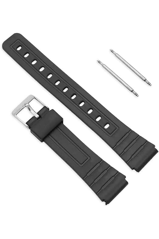 Correa de Silicona para Reloj Casio F91W - Negro, Recambio de Resina con Pasadores Metálicos.