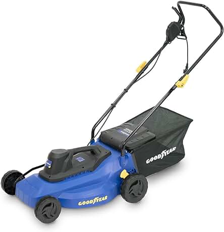 Cortacésped eléctrico Goodyear con motor potente y ancho de corte de 40 cm.