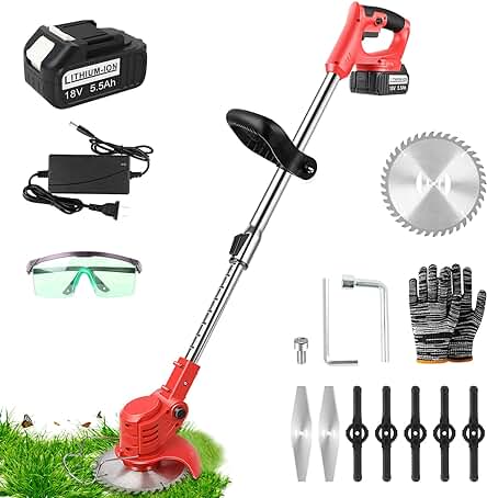 Cortador de Borde inalámbrico ASUNCELL con batería de 5,5Ah para cortar césped en jardines.