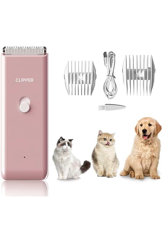 Cortapelos para perros: Máquina profesional recargable, silenciosa y portátil en color rosa.