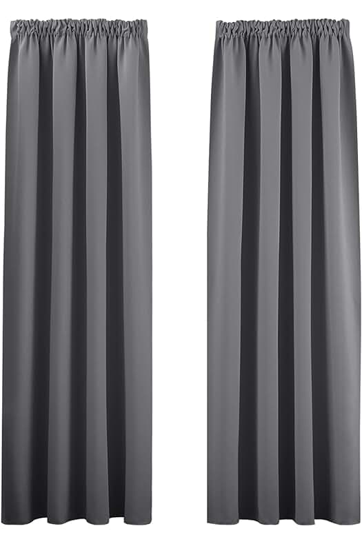 Cortinas Grises Opacas Aislantes de Luz para Riel - 2 Piezas 140x245 CM
