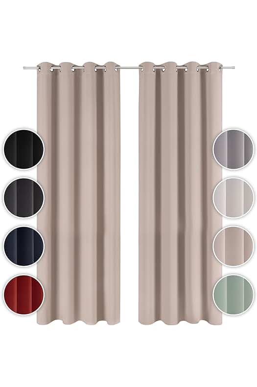 Cortinas Opacas Blumtal: Aislantes Térmicas para Interior - Todas las Estaciones, 140 x 145 cm, Taupe.