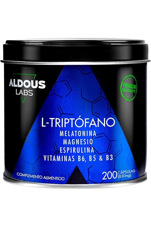 Cápsulas para Dormir Bien: Melatonina, Triptófano y Magnesio + Vitaminas B6, B5, B3 + Espirulina.