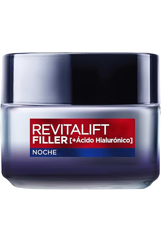 Crema de noche Revitalift Filler de LOréal Paris con Ácido Hialurónico para combatir arrugas y dar volumen.