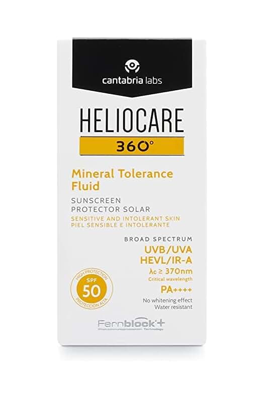 Crema solar facial Heliocare 360º Mineral Tolerance Fluid SPF 50 - Protección avanzada sin efecto blanqueante.