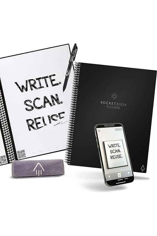 Cuaderno Inteligente Rocketbook Fusion - Planificador Reutilizable A4 con Estilos Versátiles
