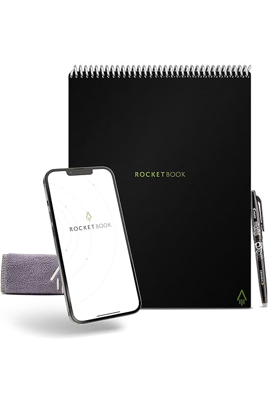 Cuaderno Rocketbook Flip para escritura infinitamente reutilizable con lápiz y borrador incluidos.