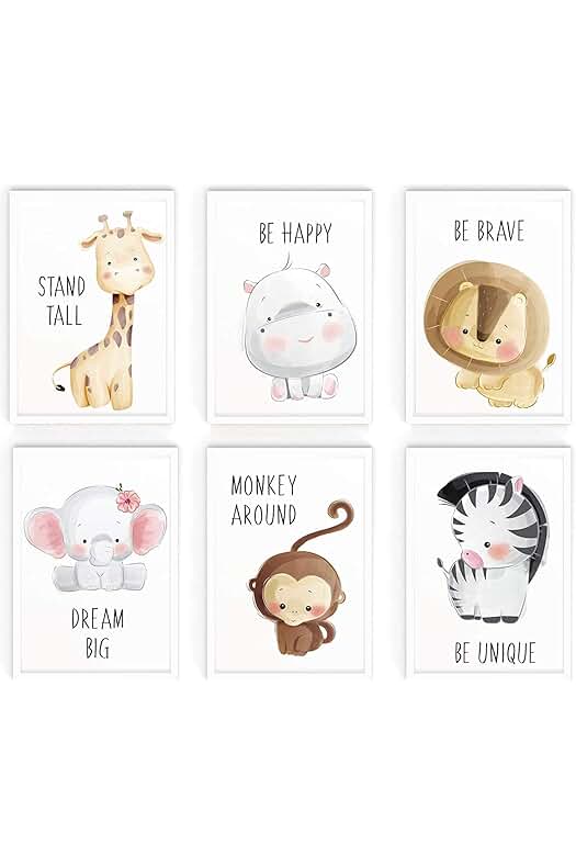 Cuadros de animales para habitación infantil: Safari en el Bosque y África.