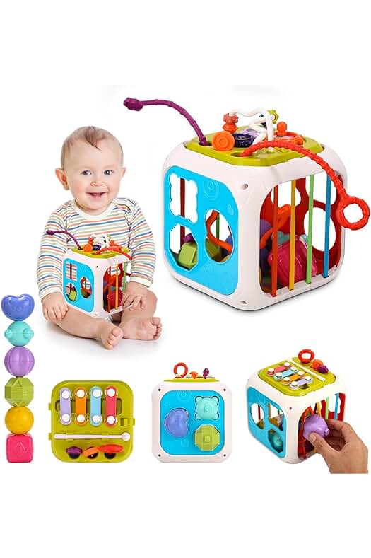 Cubo de Actividades Montessori para Bebés de 1 Año - Juguete Sensorial Educativo