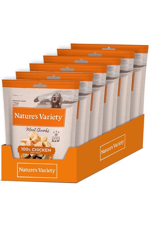 Cubos de carne de pollo liofilizados para perros: una deliciosa y nutritiva opción de alimento.