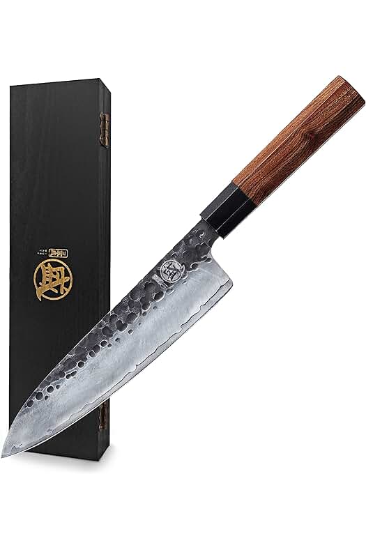 Cuchillo de cocina japonés MITSUMOTO SAKARI Gyuto de 20 cm: calidad profesional y elegante diseño.