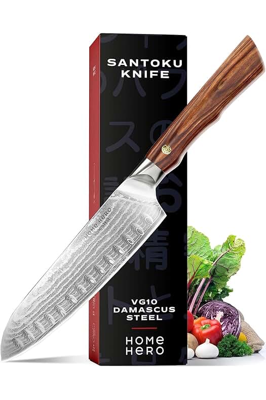 Cuchillo de cocina profesional de acero inoxidable - Cuchillo Santoku japonés de Home Hero