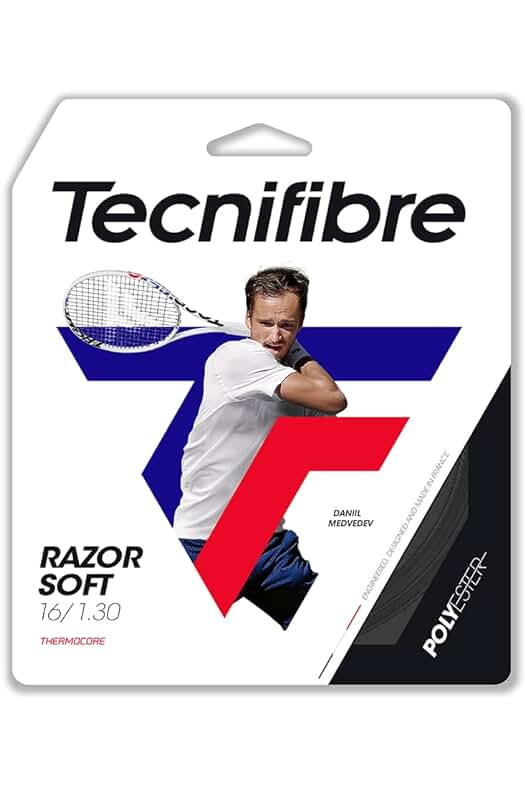 Cuerda de tenis Tecnifibre Razor - Rendimiento suave y duradero de poliéster monofilamento.