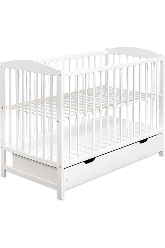 Cuna Bebe de Madera con Cajón - Cómoda y Funcional Cuna Convertible para Bebés Blanco
