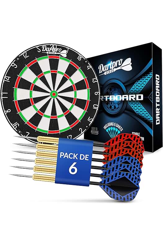 DartPro Diana con Dardos - Diana de sisal autoreparable - Juego de Diana y Dardos Profesionales