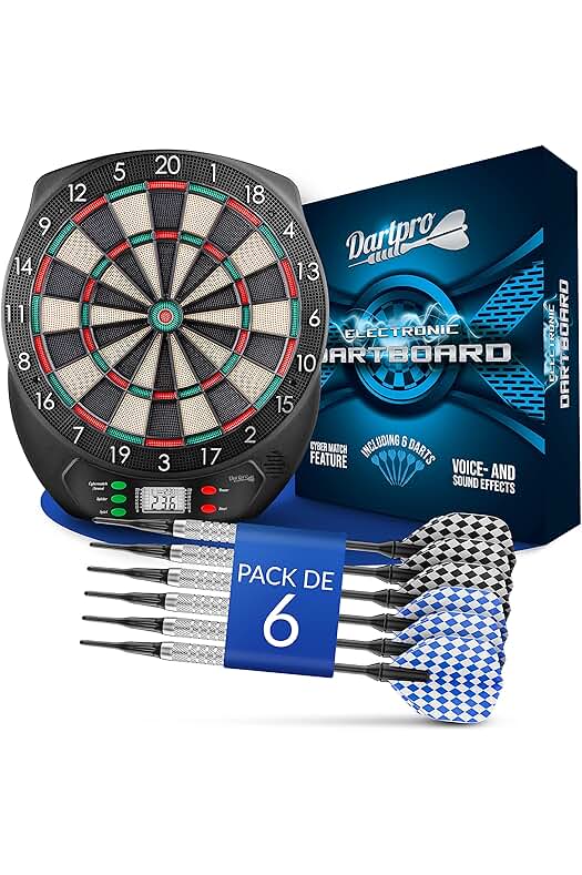 DartPro Diana electrónica - Juego de Diana con 6 Dardos de Punta Suave [sin Cables]