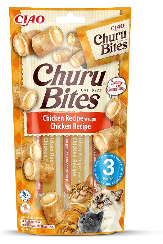 Deliciosas golosinas para gatos con sabor a pollo en porciones pequeñas y prácticas