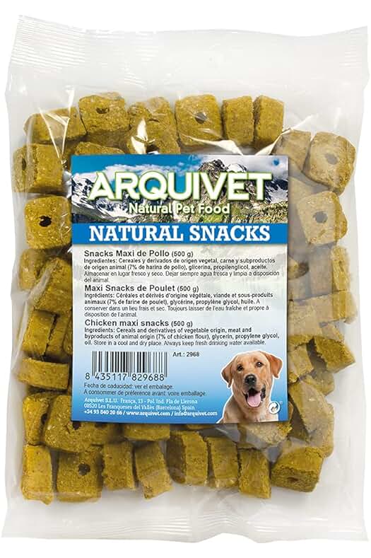Deliciosos premios de pollo para perros grandes - ARQUIVET Snacks Maxi de Pollo 500 gr