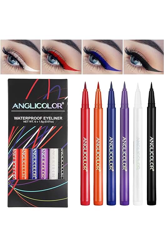 Delineador de ojos líquido resistente al agua con 6 colores vibrantes y de larga duración