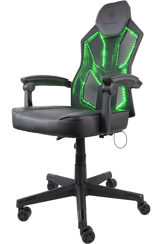 Deltaco Gaming - Silla gaming con diseño ergonómico y efectos LED impresionantes