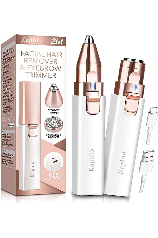 Depiladora de cejas recargable y versátil para el cuidado facial y corporal con luz incorporada.