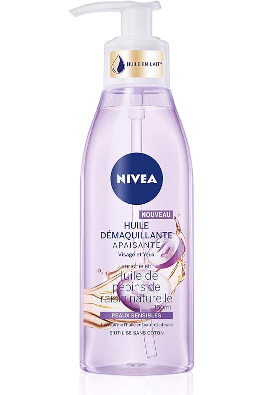 Desmaquillante facial calmante con aceite de semilla de uva natural para pieles sensibles