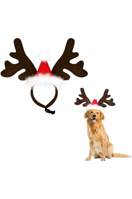 Diadema navideña ajustable para mascotas, accesorio festivo para perros y gatos en Navidad.