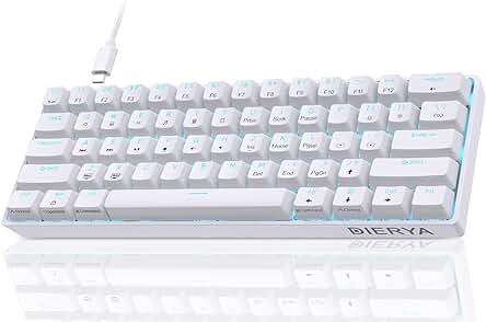 Dierya DK61se: Teclado mecánico gaming compacto de 61 teclas con retroiluminación azul hielo