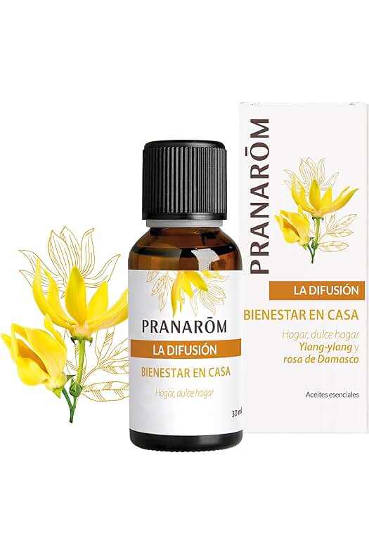 Difusor de Aceites Esenciales PRANARÔM - Mezcla Relajante y Cálida con Vainilla, Ylang-Ylang y Rosa de Damasco - 30ml