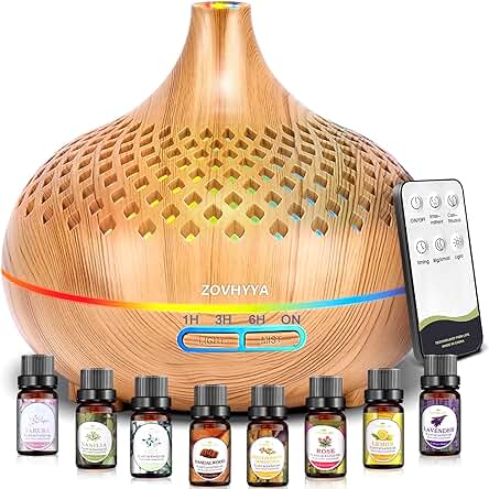 Difusor de Aroma 500ML con Control Remoto y Temporizador - Mejora tu ambiente con aromaterapia.