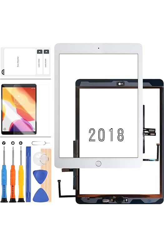 Digitalizador de pantalla táctil para iPad 9.7 Pulgadas 2018, piezas de repuesto con herramientas (Blanco)