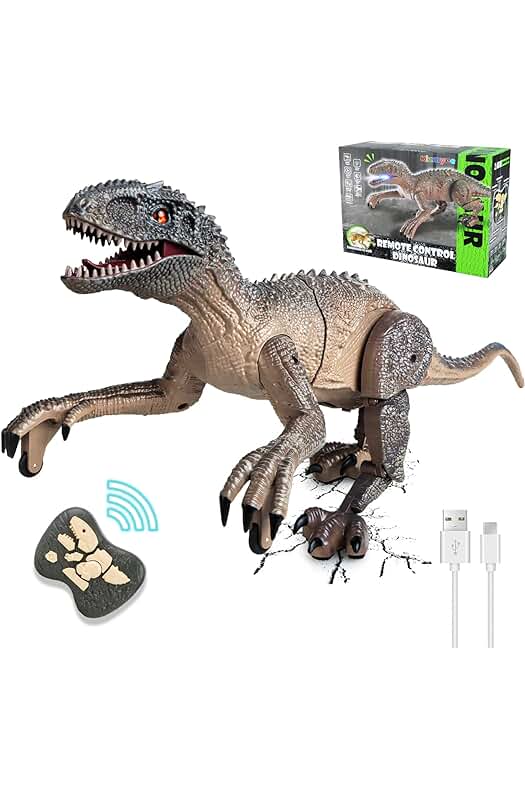 Dinosaurio Teledirigido con Movimiento, Luz y Rugido Realista - Juguete Radiocontrol para Niñas
