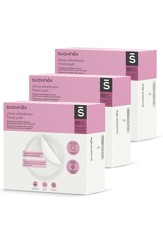 Discos absorbentes lactancia: Discos de lactancia Suavinex, ultra absorbentes y transpirables. Pack de 180 unidades (3 cajas x 60 uds).