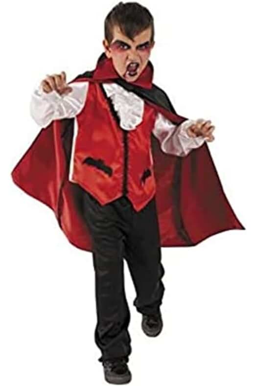 Disfraz de Drácula para niños: Conjunto completo de camisa, chaleco, capa y pantalones. Ideal para Halloween y cumpleaños.